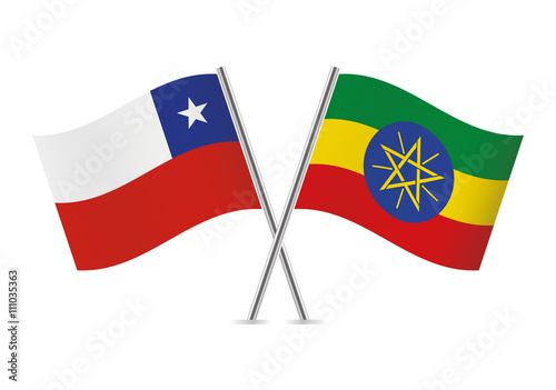 Chilean and Ethiopian flags. Vector illustration. Free Download Chilean and Ethiopian flags. Vector illustration. - GFXLoad
