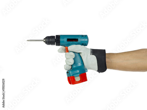human hand holding drill machine