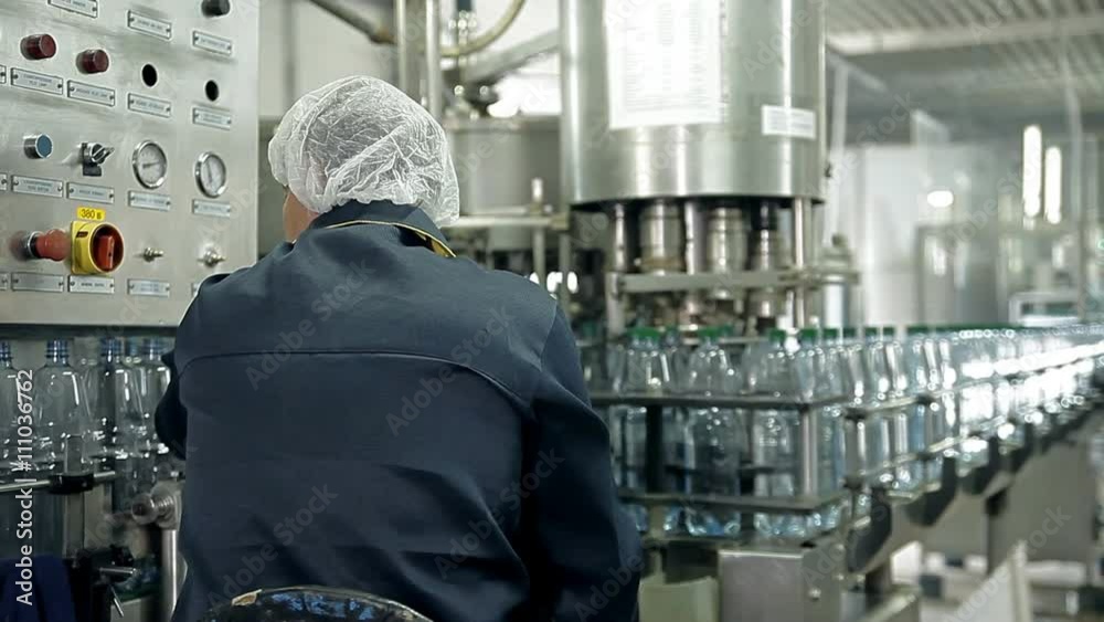 The control of a production line for bottling mineral water in bottles The control of a production line for bottling mineral water in bottles