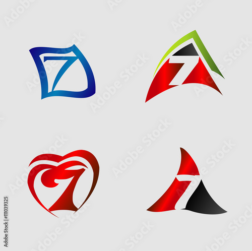 Number seven 7 logo icon template elements set
