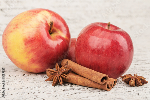 Red apple with cinnamon