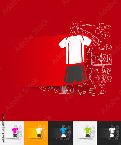 football clothing paper sticker with hand drawn elements