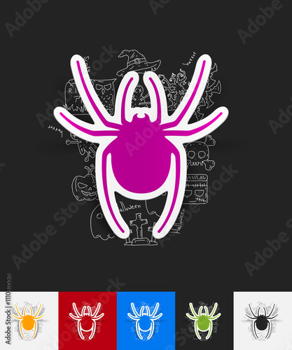 spider paper sticker with hand drawn elements