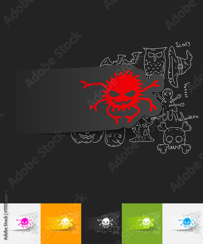 spider paper sticker with hand drawn elements