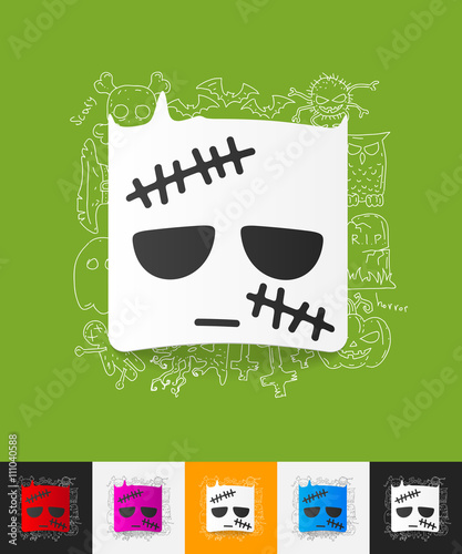 zombie paper sticker with hand drawn elements