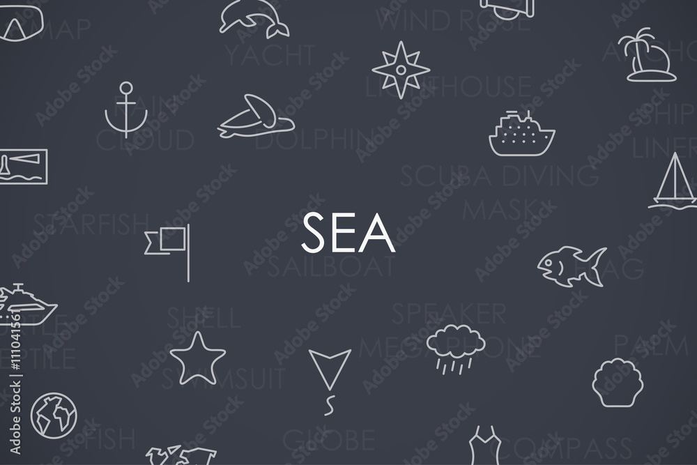 Sea Thin Line Icons