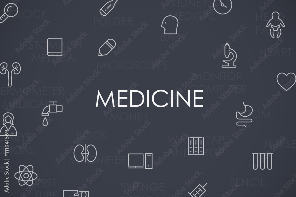 Fototapeta premium Medicine Thin Line Icons
