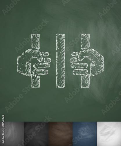 behind bars icon. Hand drawn vector illustration