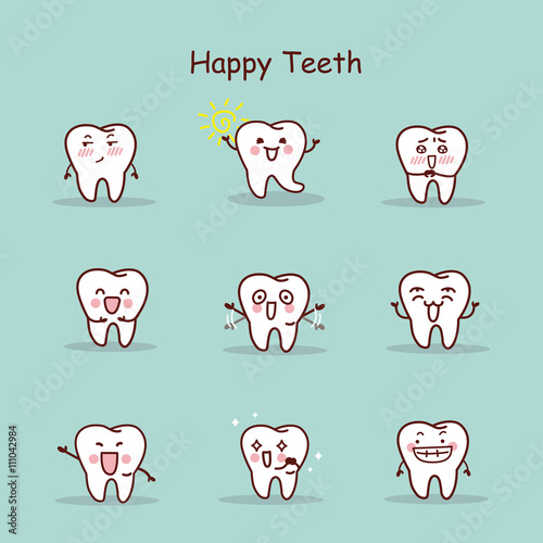 Happy cartoon tooth set