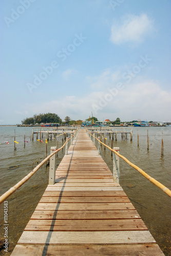 Sea Rayong 24 March 2016 : "Boardwalk in Sea Rayong " Rayong Thailand