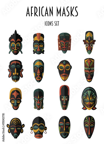 Set of African Ethnic Tribal masks