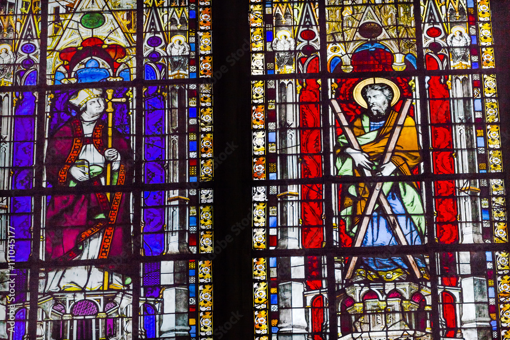 Bishop Saint Stained Glass Saint Severin Church Paris France
