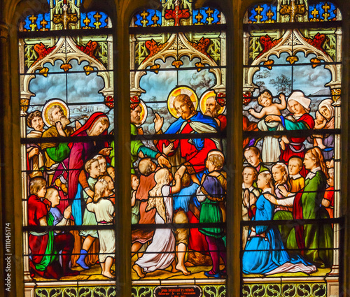 Jesus Christ Children Stained Glass Saint Severin Church Paris F