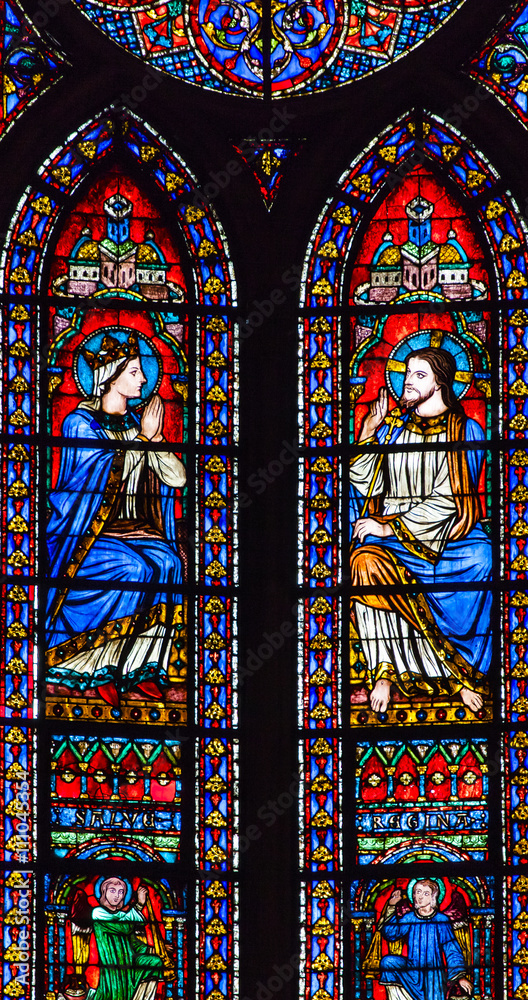 Jesus Mary Angels Stained Glass Notre Dame Cathedral Paris