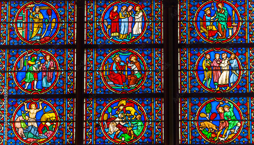 Kings Saints Stained Glass Notre Dame Cathedral Paris France