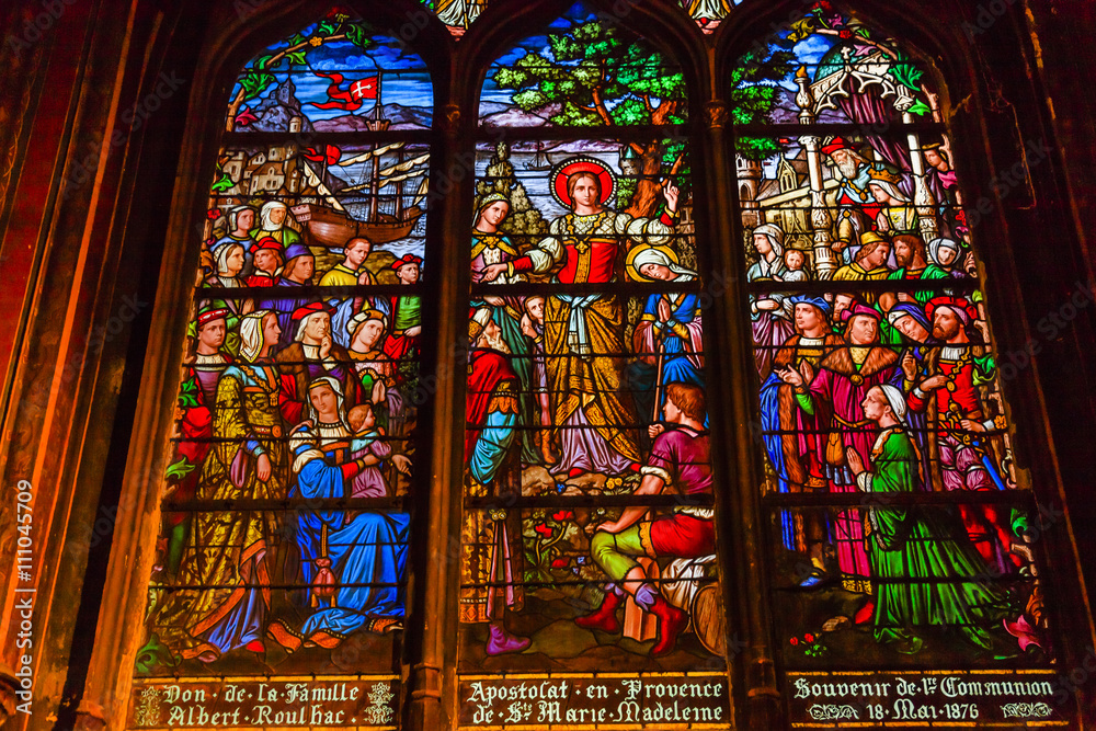Saint Madeline Sophie Stained Glass Saint Severin Church Paris