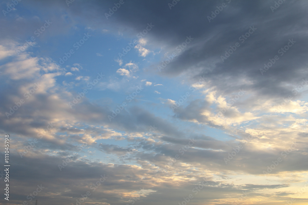 Natural background of the colorful sky and cloud, During the time sunrise and sunset.