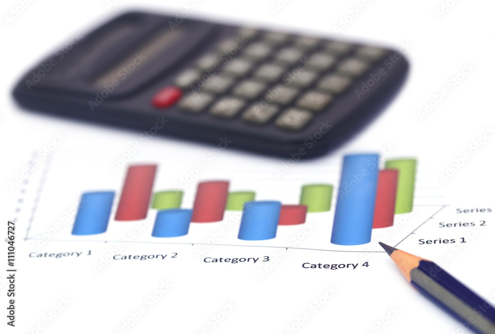 Graph with pencil and calculator Graph with pencil and calculator
