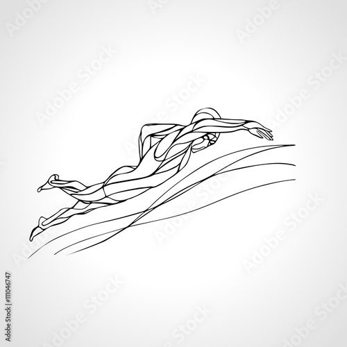 Freestyle Swimmer Silhouette. Sport swimming