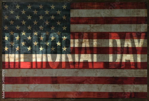 memorial day on vintage american flag