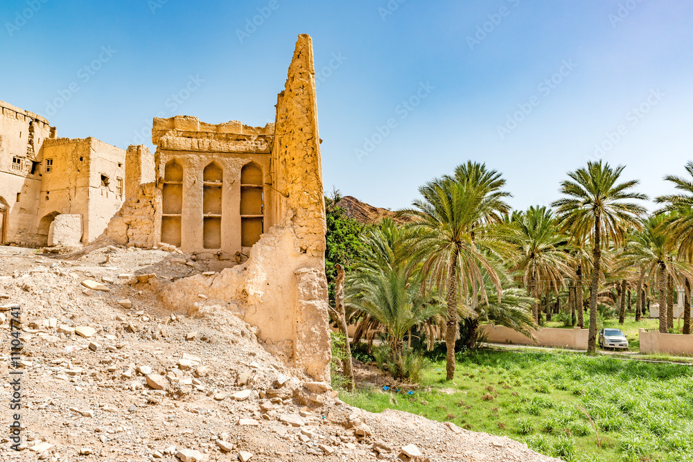 Adobe houses of Oman at Al-Katmeen in Nizwa, Dakhiliya, Oman.