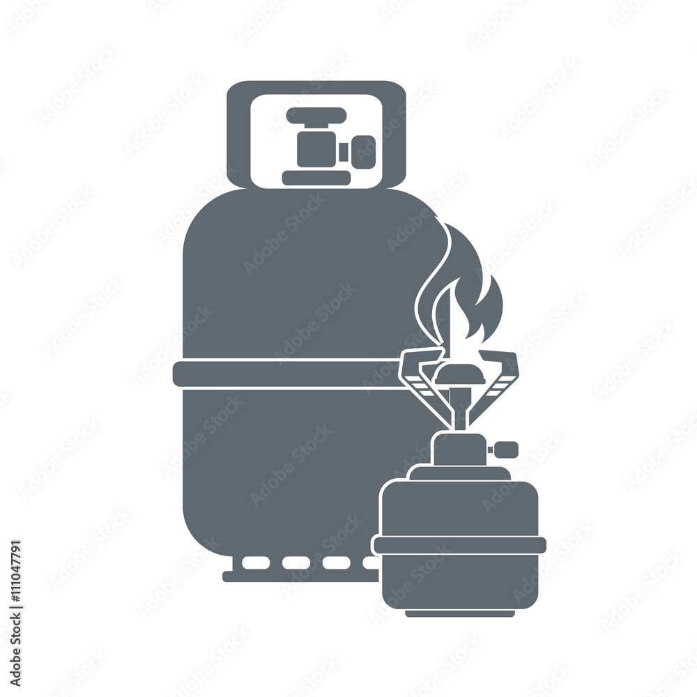 Camping stove with gas bottle icon vector Camping stove with gas bottle icon vector