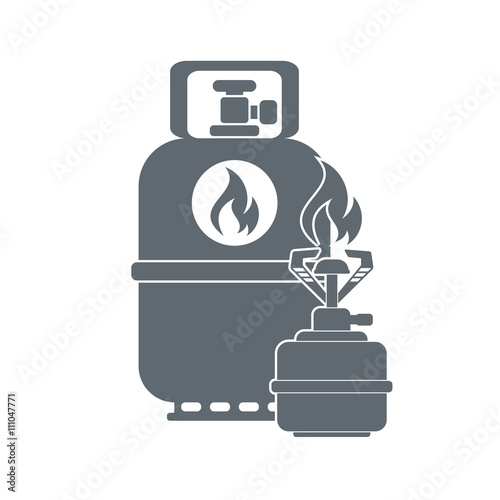 Camping stove with gas bottle  icon vector