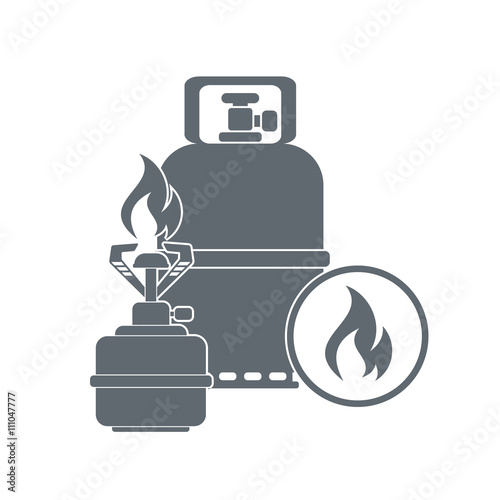 Camping stove with gas bottle  icon vector