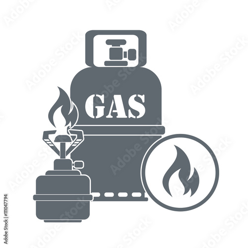 Camping stove with gas bottle  icon vector