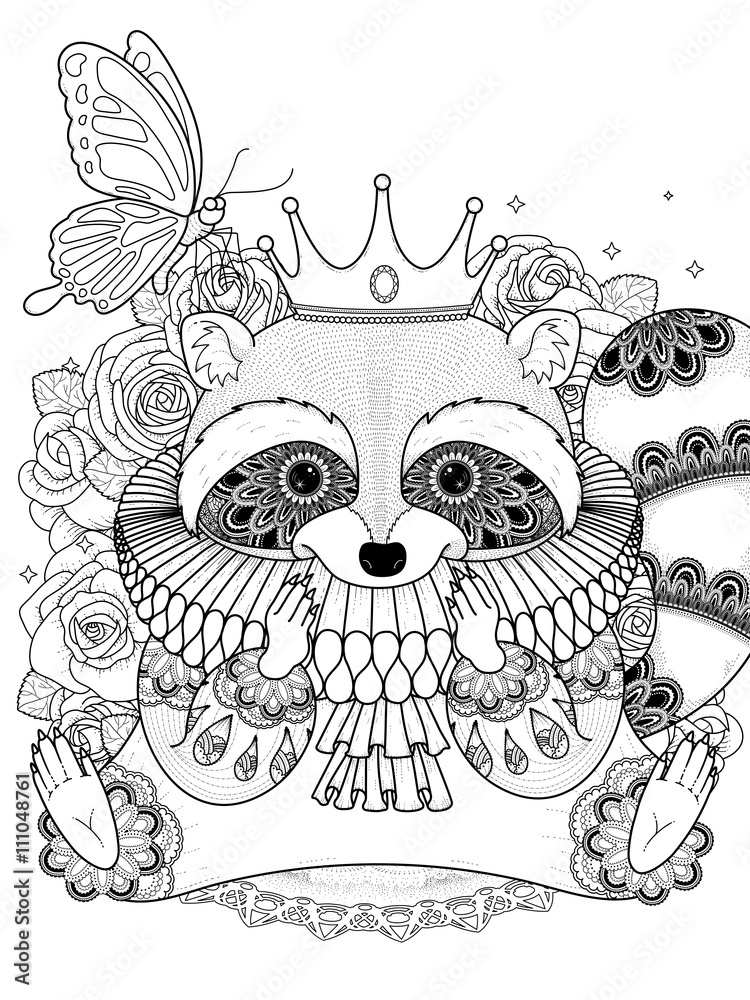 Fototapeta premium adorable raccoon coloring page
