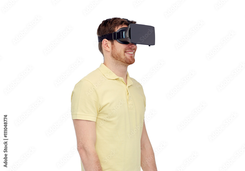 happy man in virtual reality headset or 3d glasses happy man in virtual reality headset or 3d glasses
