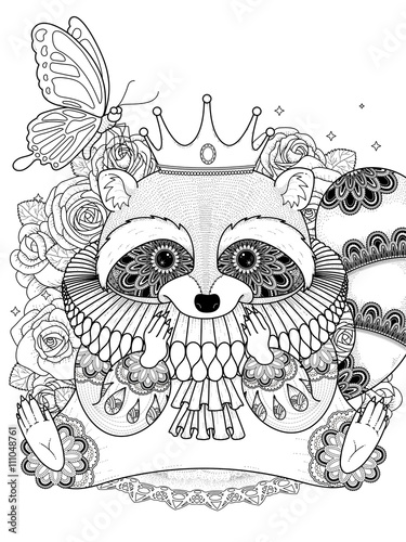 adorable raccoon coloring page