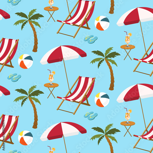 Seamless pattern of beach settings