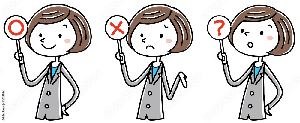 Vecteur Stock イラスト素材 ビジネス スーツの女性 正解 不正解 回答 Adobe Stock