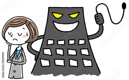 イラスト素材：ビジネス　スーツの女性　ブラック企業