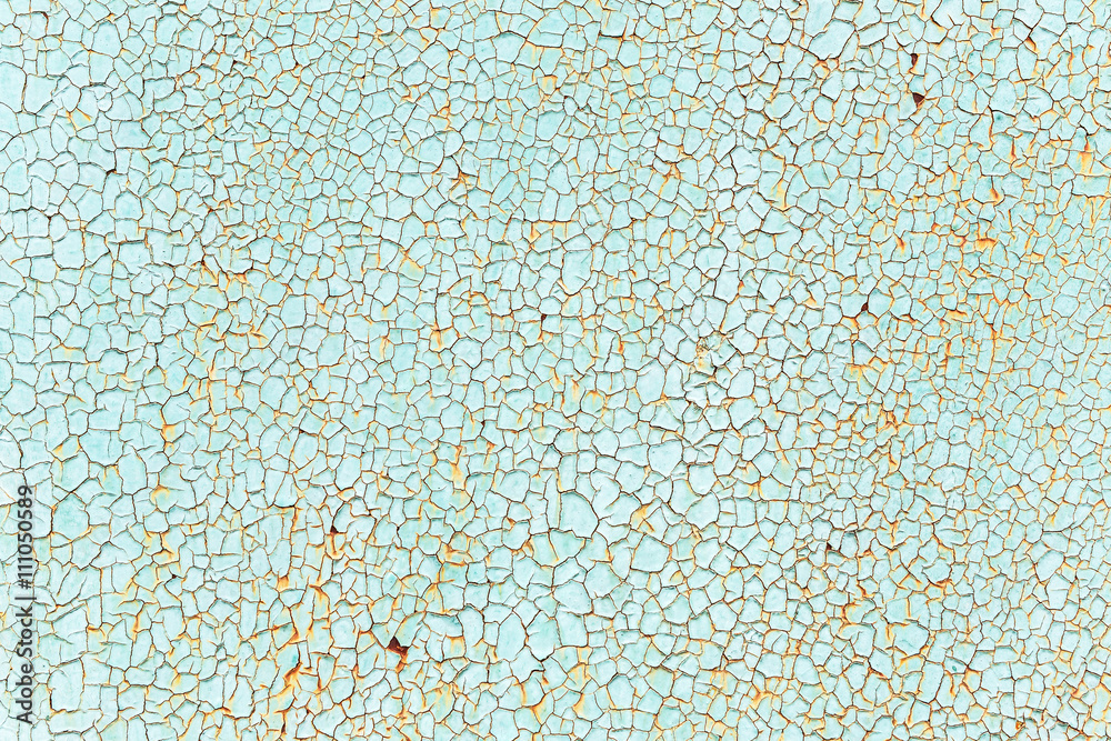 Ταπετσαρία Crackles of paint on the old green wall.