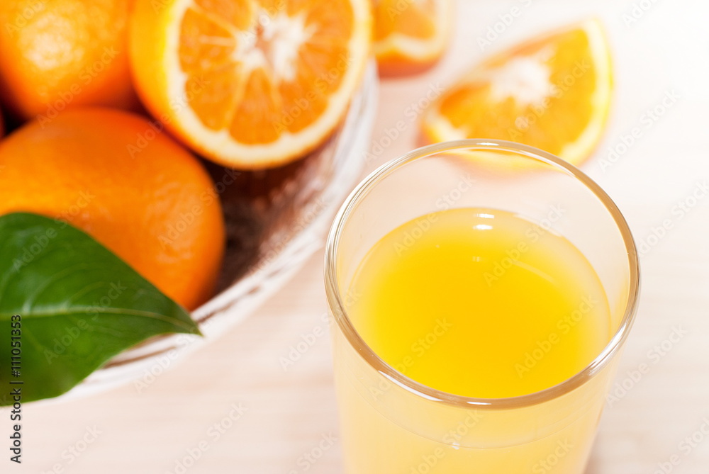 glass of orange juice on the table glass of orange juice on the table
