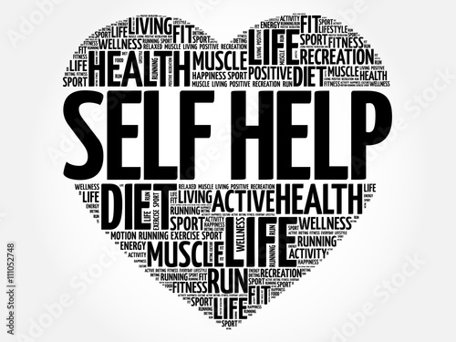 Self Help heart word cloud, fitness, sport, health concept