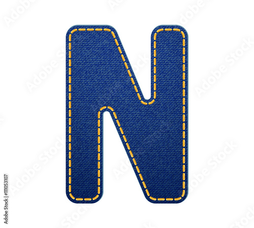 blue jean letter  on white background