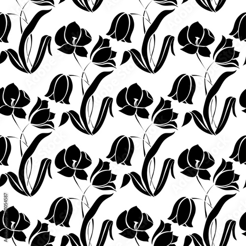 Floral seamless texture with tulips