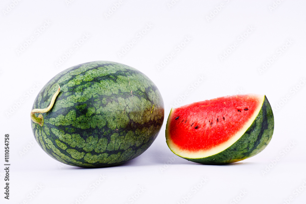 Watermelon is a healthy sweet fruit on the white background isolated 