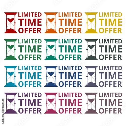 Limited time offer, hourglass symbol icons set 