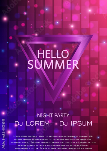 Club Party Flyer. Hello Summer Party Flyer A4. Vector Template Design