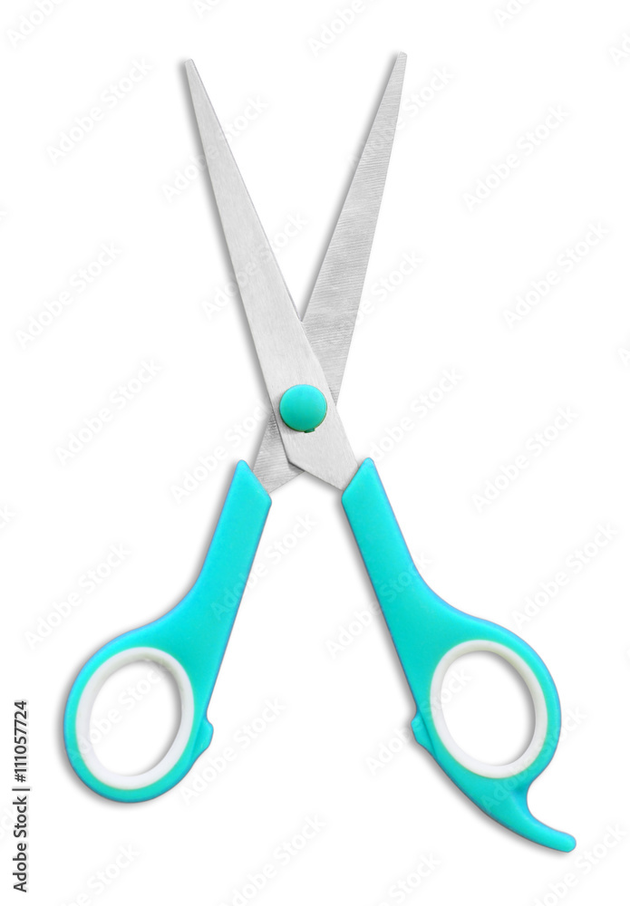 blue scissors isolated on a white background blue scissors isolated on a white background