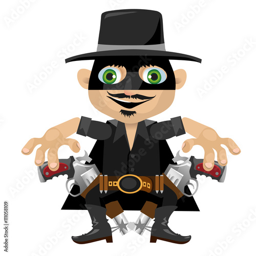 Cartoon character in Wild West style, robber