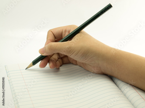 female hand write note book