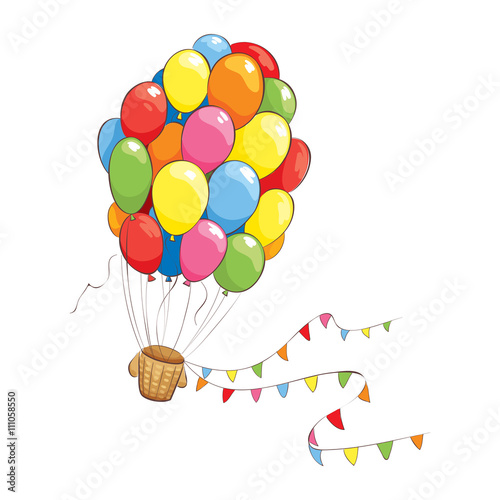 Bright flight/Hot Air Balloon of colored children's balloon. The illustration on the theme bright impressions and fantasy. 