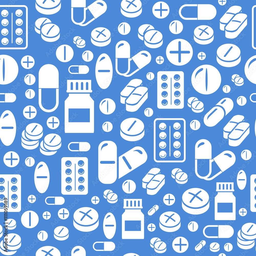 Background made from pills and capsules seamless pattern. Vector Illustration Background made from pills and capsules seamless pattern. Vector Illustration