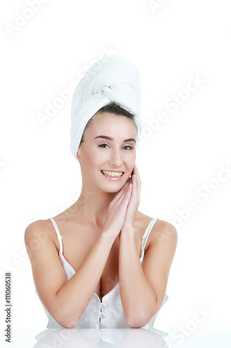 Wallpaper Mural Beauty Portrait. Beautiful Spa Woman Touching her Face. Perfect Torontodigital.ca