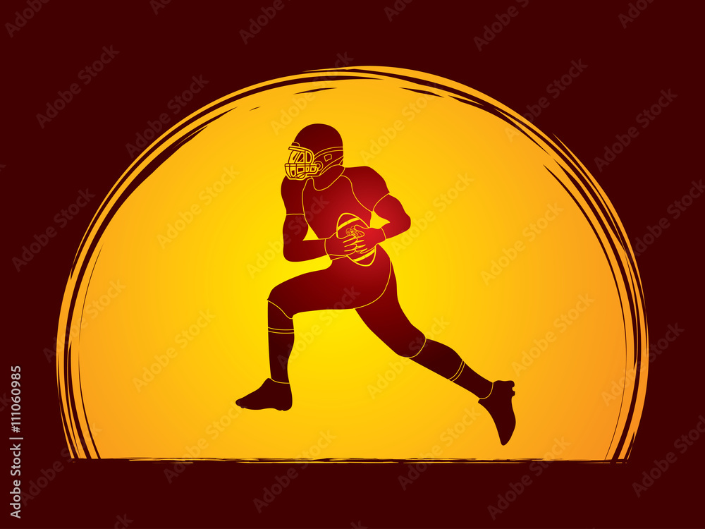 American football running designed on moonlight background graphic vector